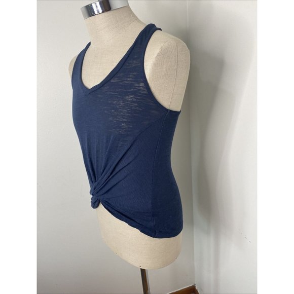 Altar'd State tank top size S Womens Navy Blue Knot Front V Neck Racerback - Picture 2 of 6